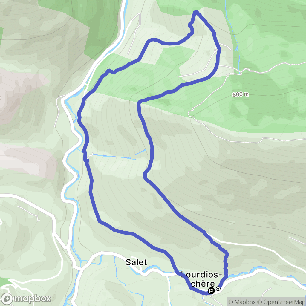 Lourdios-Ichère : carte du parcours de randonnée - France