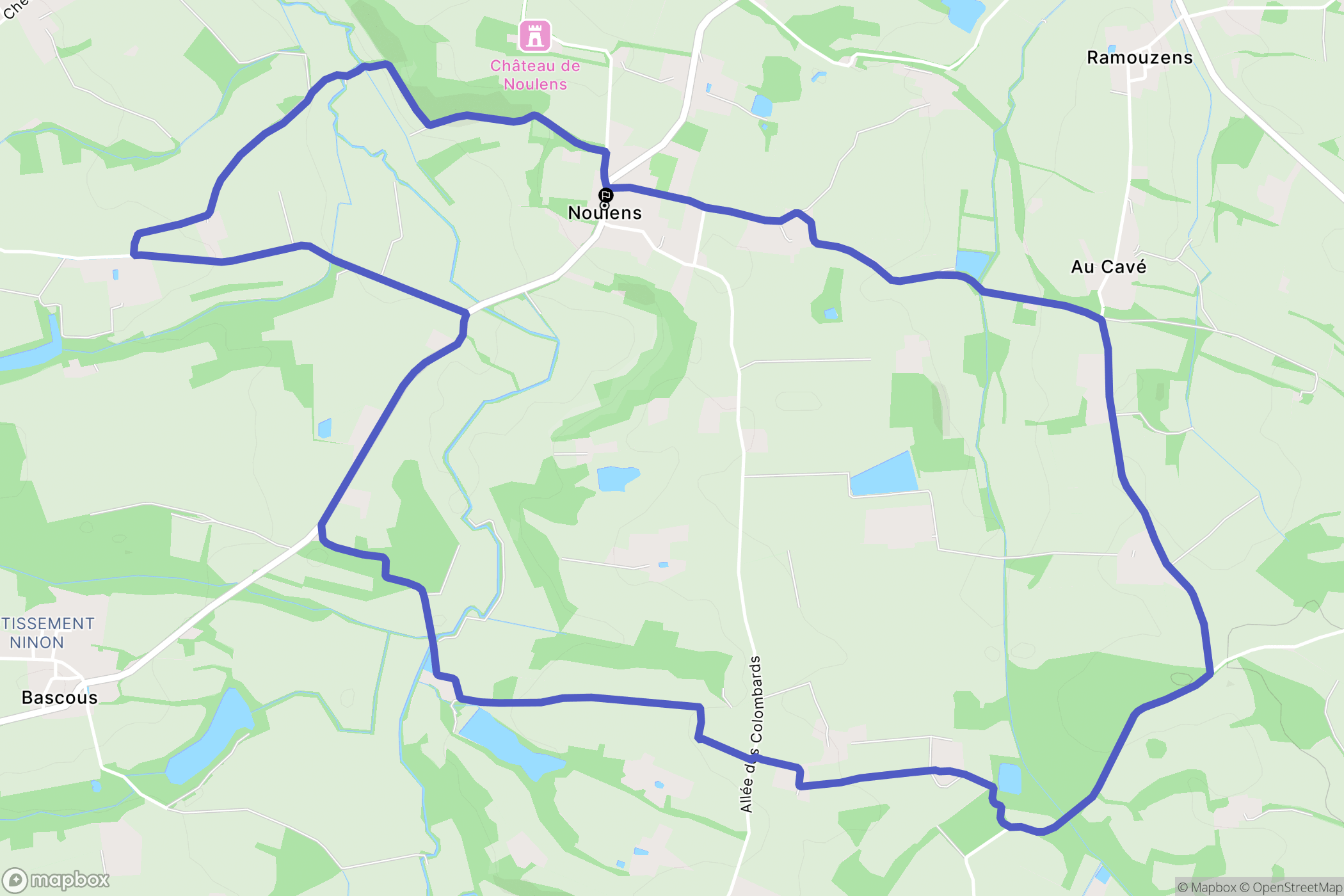 Noulens : carte du parcours de randonnée - France