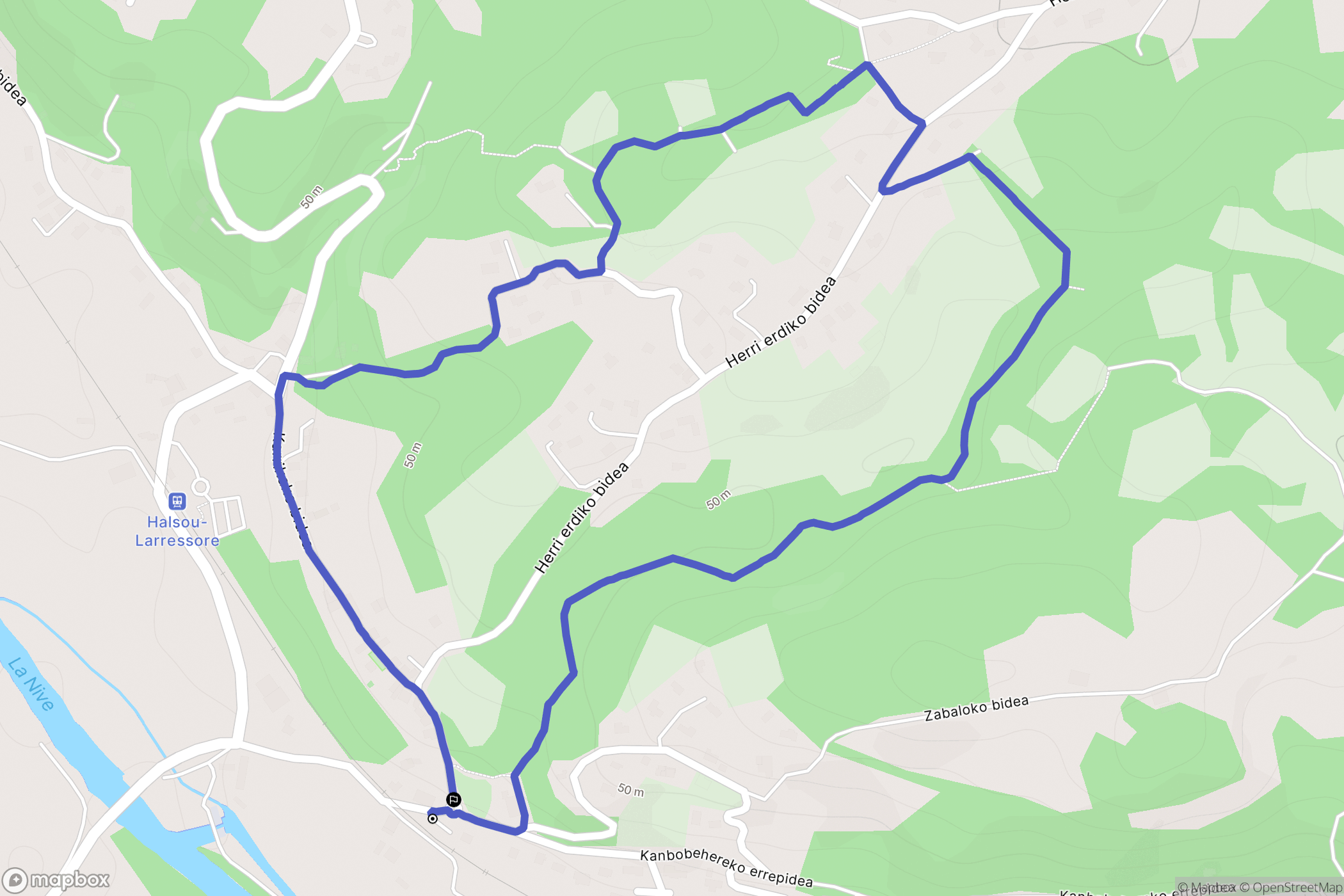 Halsou : carte du parcours de randonnée - France