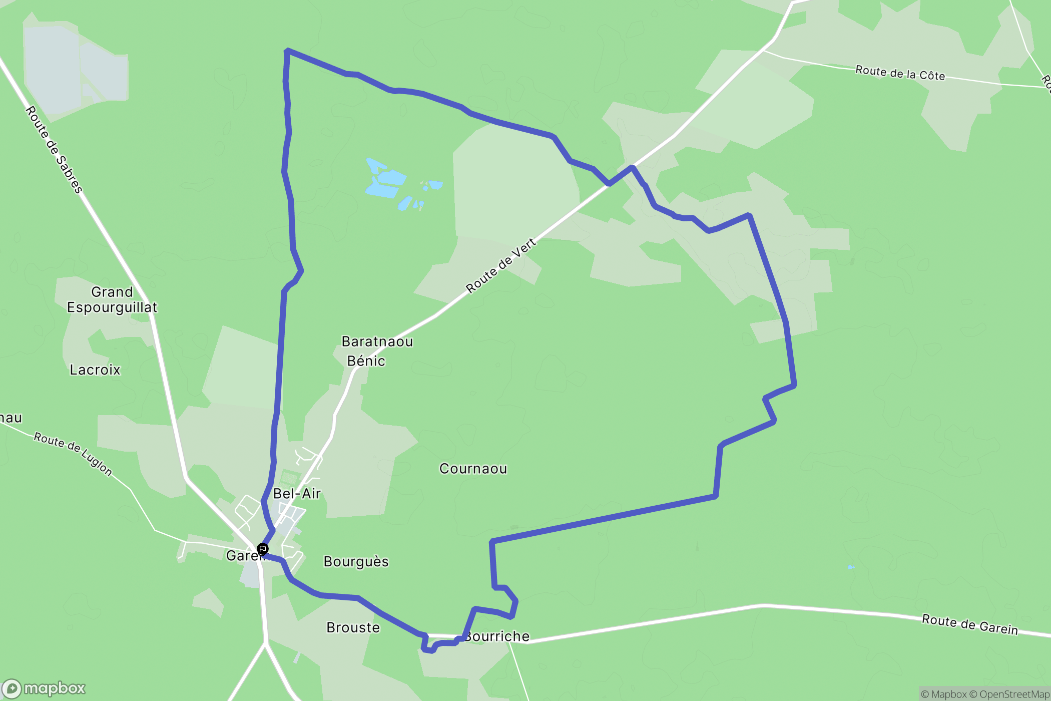Garein : carte du parcours de randonnée - France