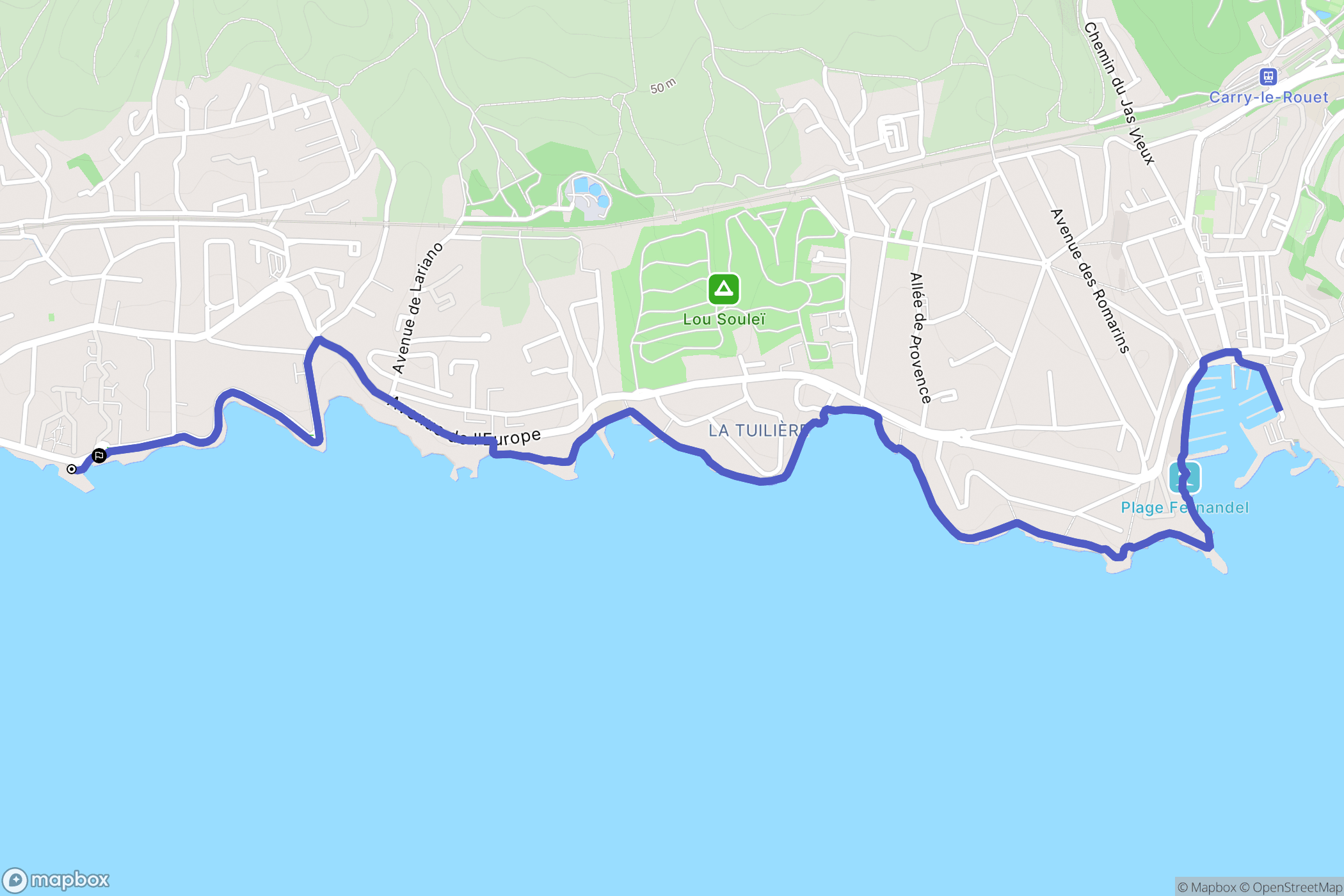 Sausset-les-Pins : carte du parcours de randonnée - France