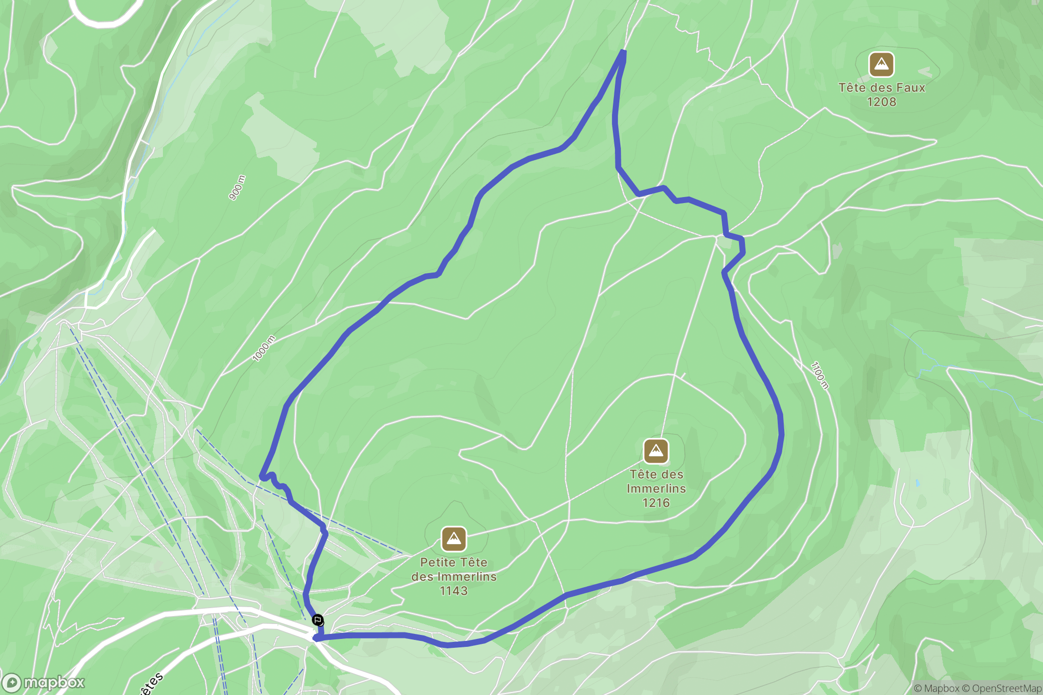 Le Bonhomme : carte du parcours de randonnée - France