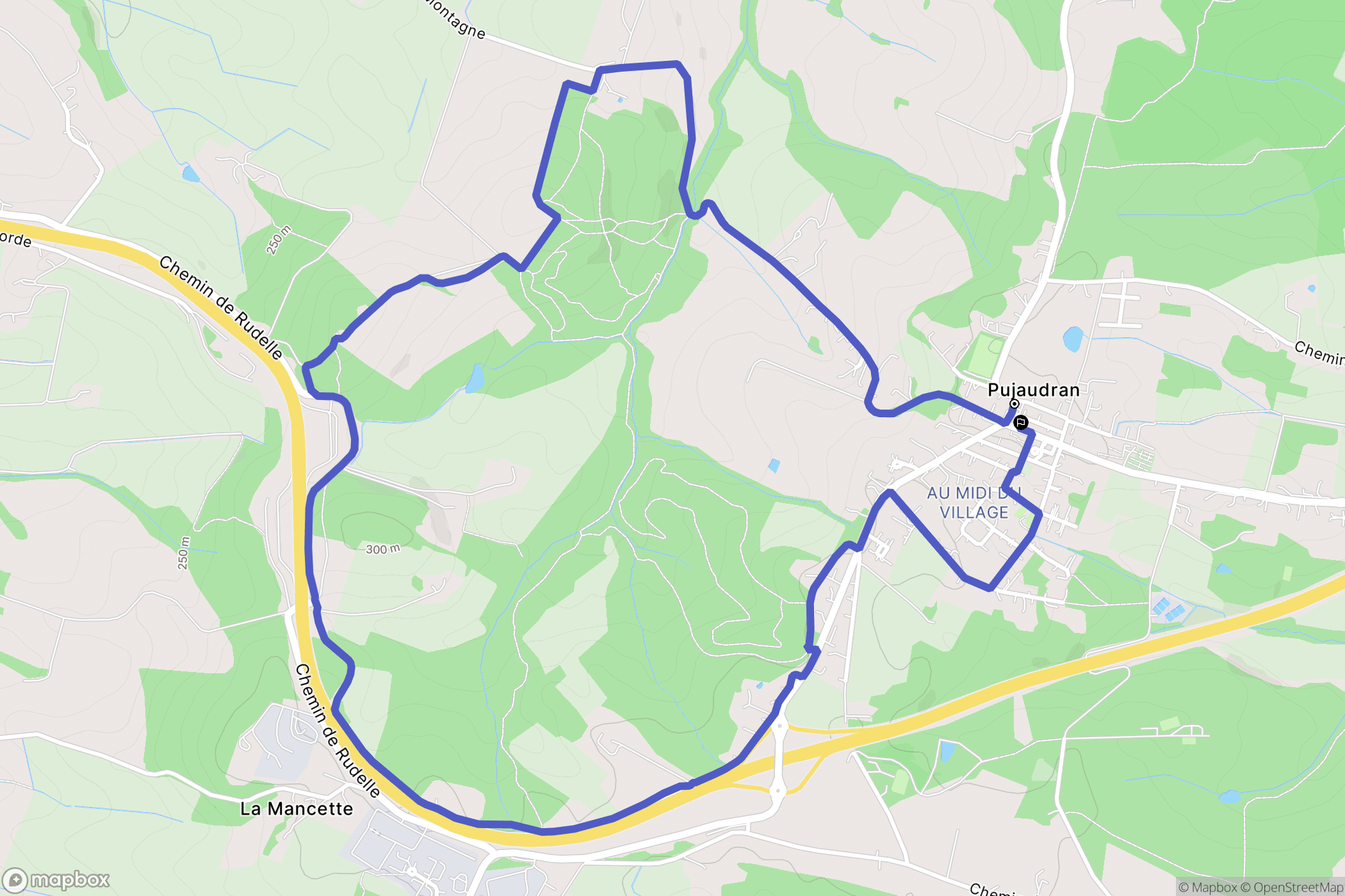 Pujaudran : carte du parcours de randonnée - France