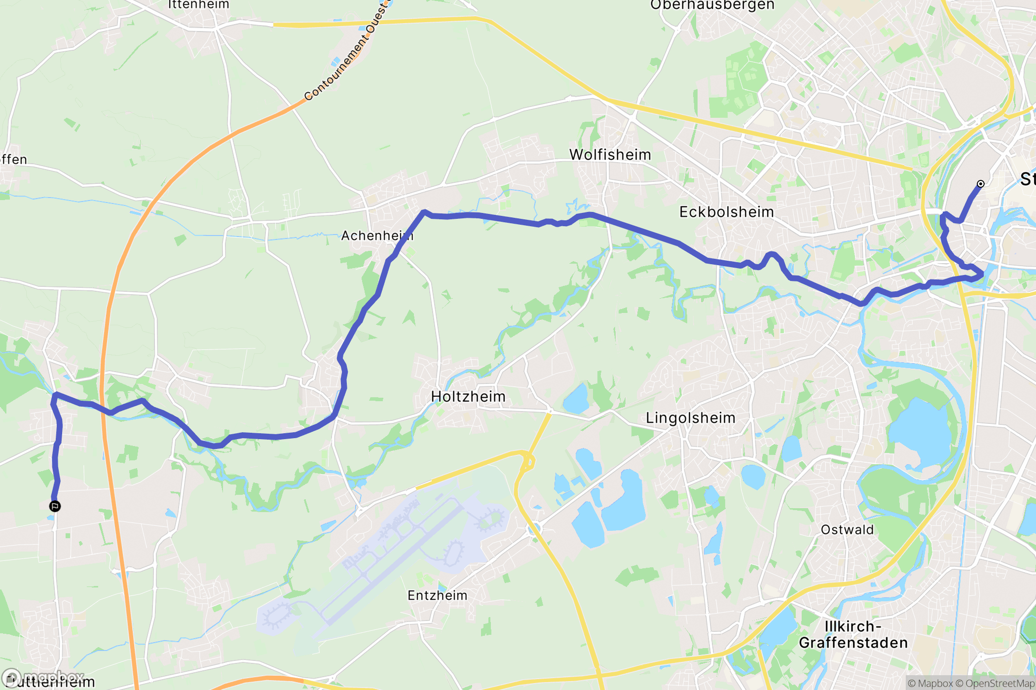 Strasbourg : carte du parcours de randonnée - France