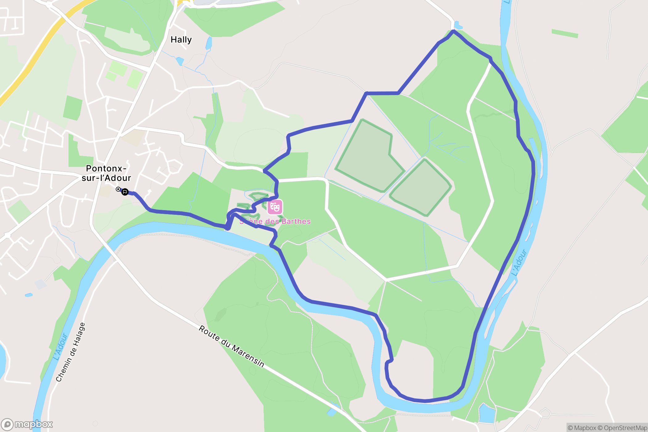 Pontonx-sur-l'Adour : carte du parcours de randonnée - France