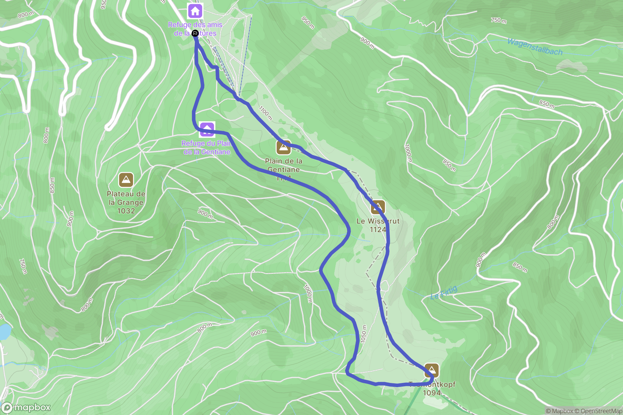 Lepuix : carte du parcours de randonnée - France