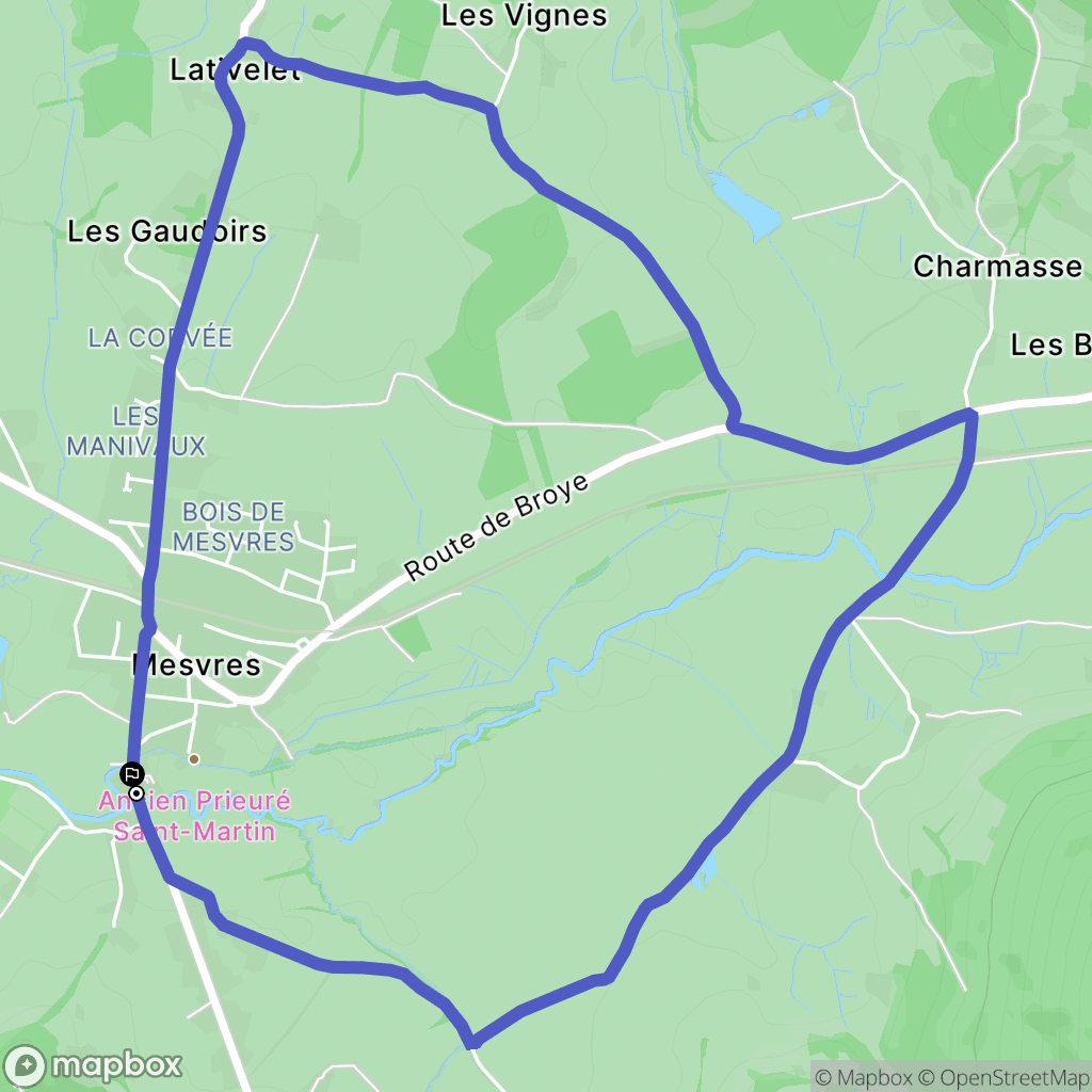 Mesvres : carte du parcours de randonnée - France