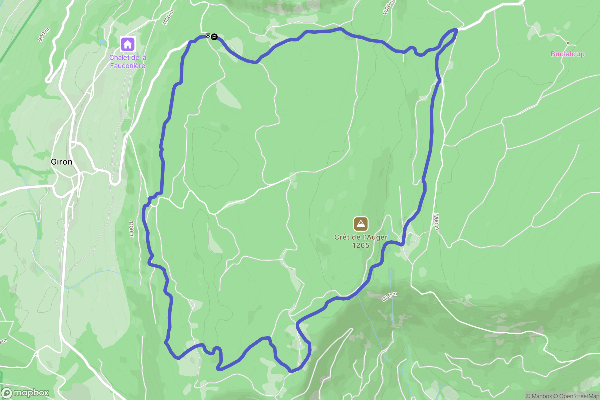 Giron : carte du parcours de randonnée - France