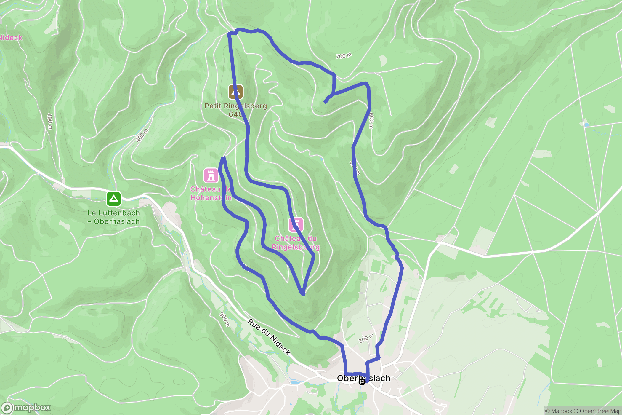 Oberhaslach : carte du parcours de randonnée - France