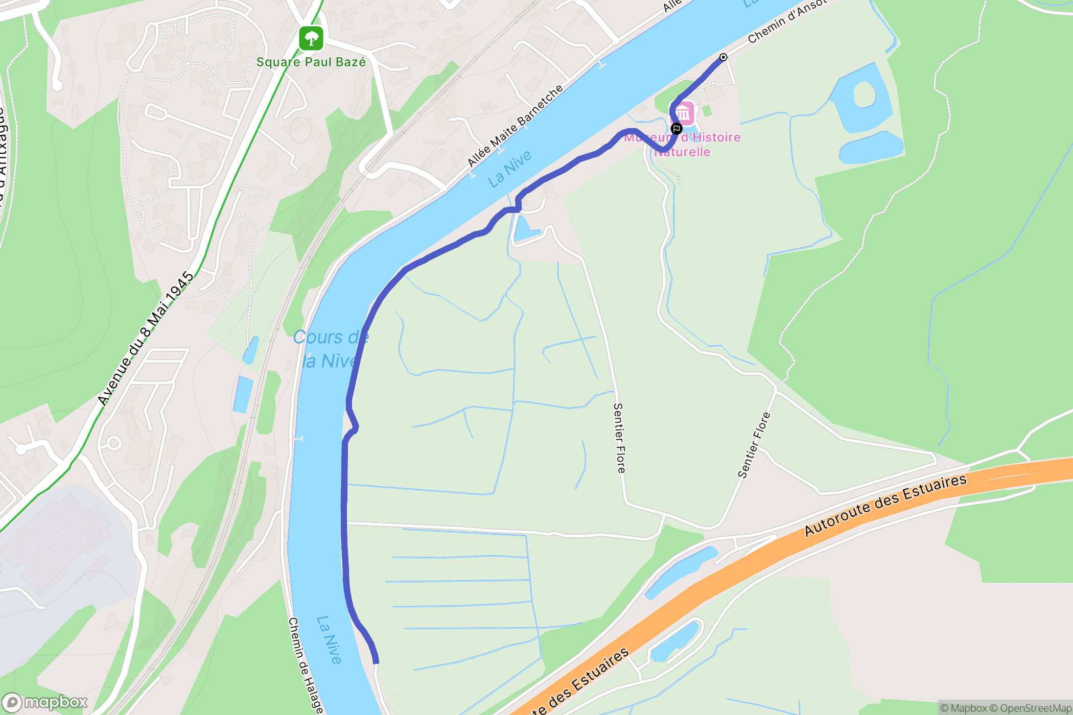 Bayonne : carte du parcours de randonnée - France