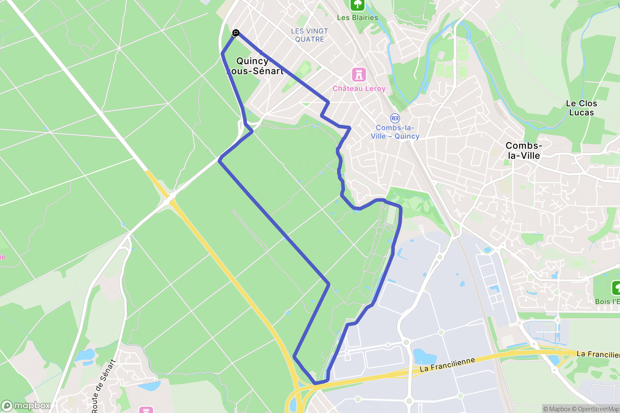 Quincy-sous-Sénart : carte du parcours de randonnée - France