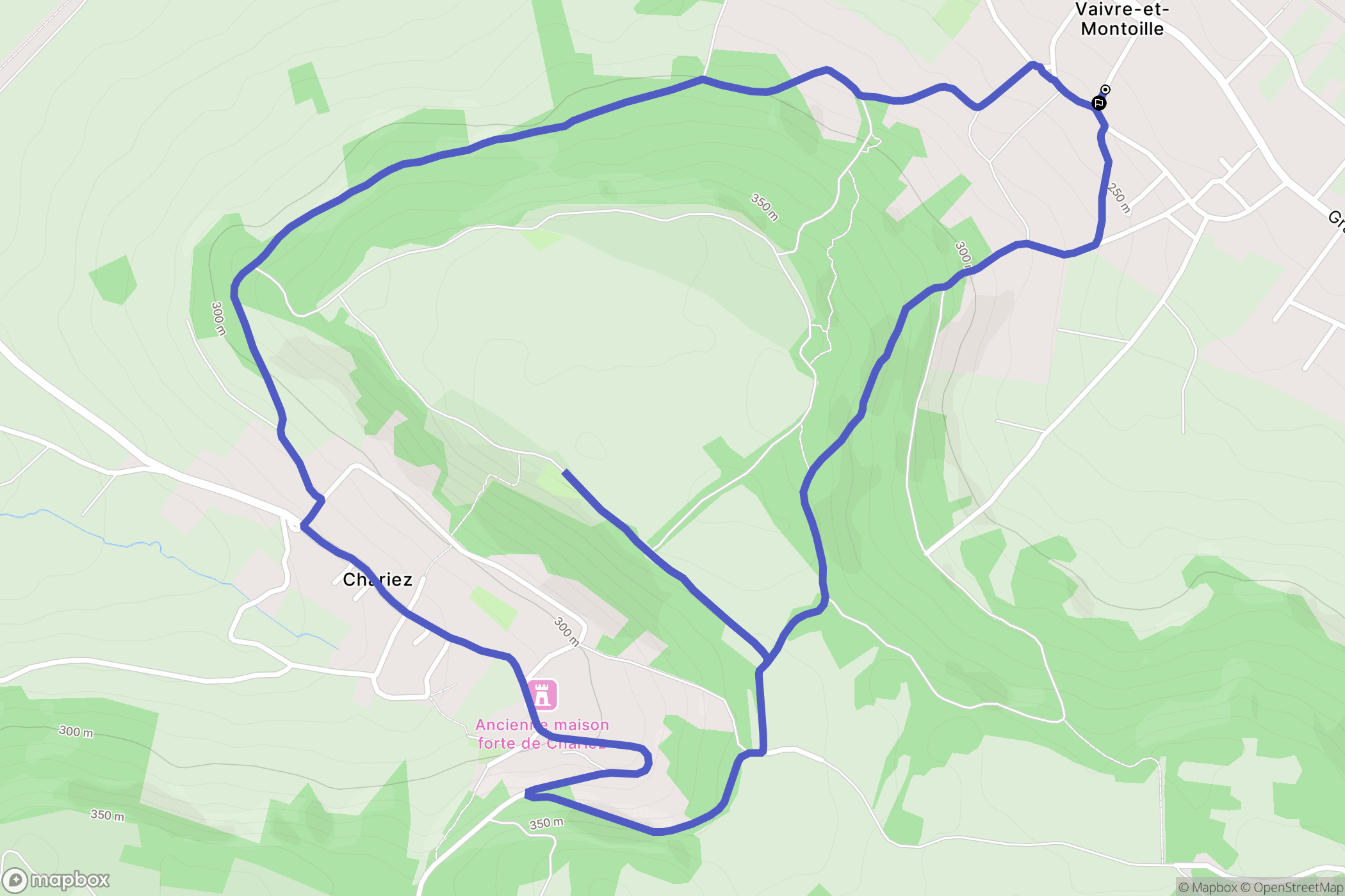 Vaivre-et-Montoille : carte du parcours de randonnée - France