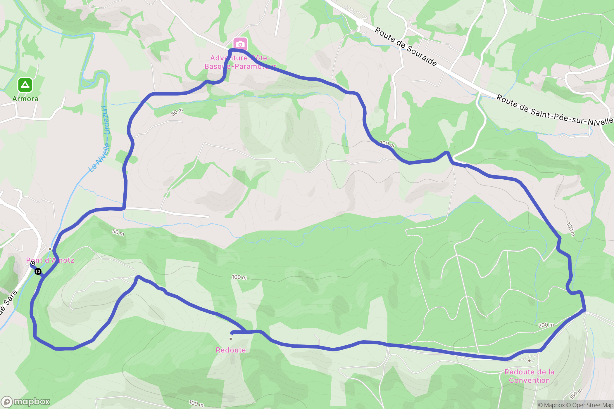 Saint-Pée-sur-Nivelle : carte du parcours de randonnée - France