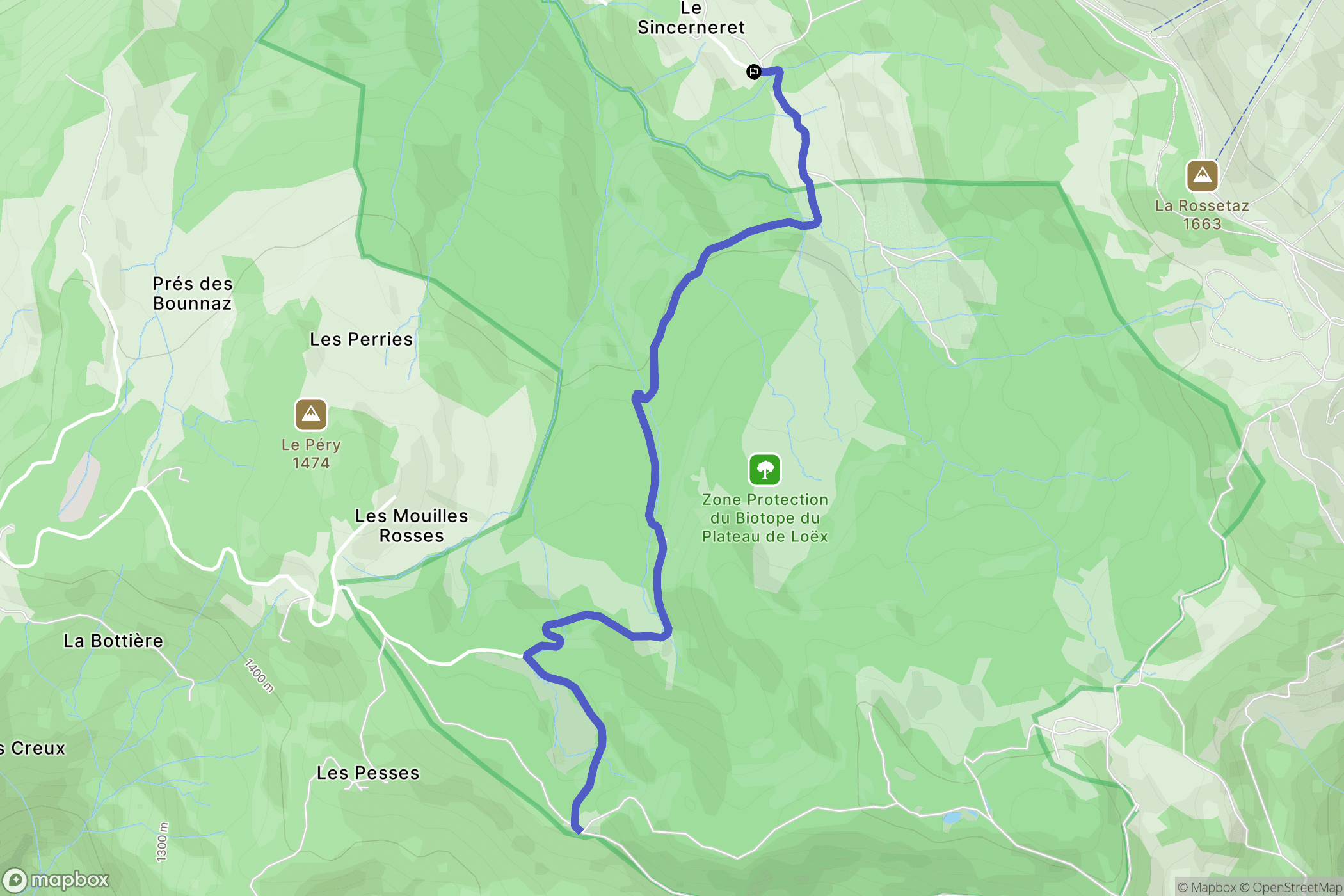 Verchaix : carte du parcours de randonnée - France