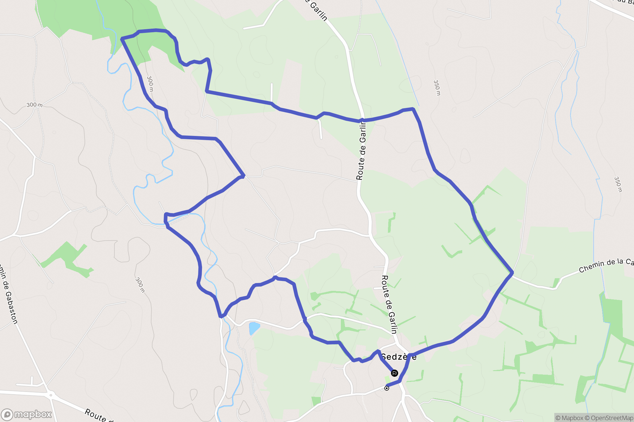 Sedzère : carte du parcours de randonnée - France