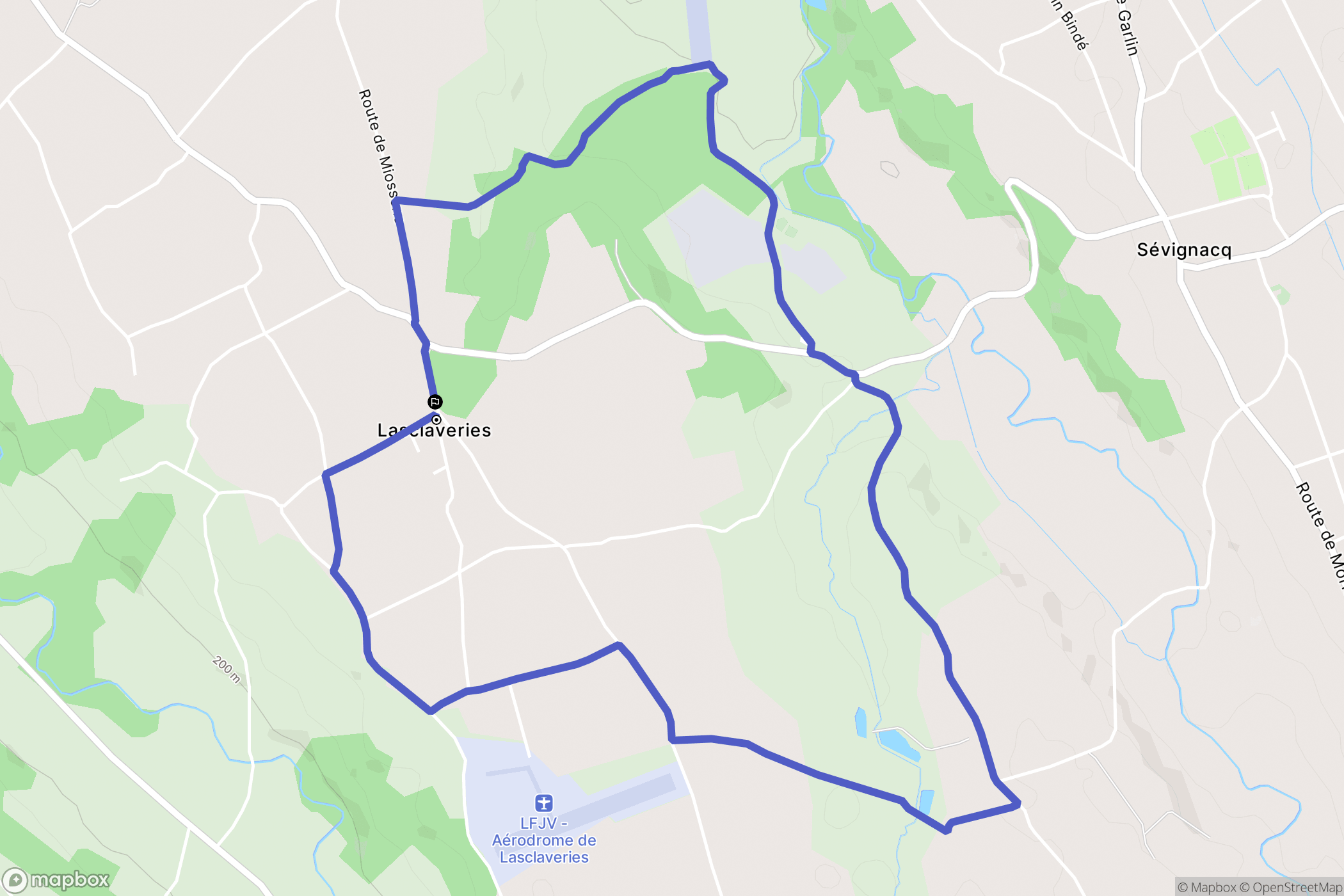 Lasclaveries : carte du parcours de randonnée - France