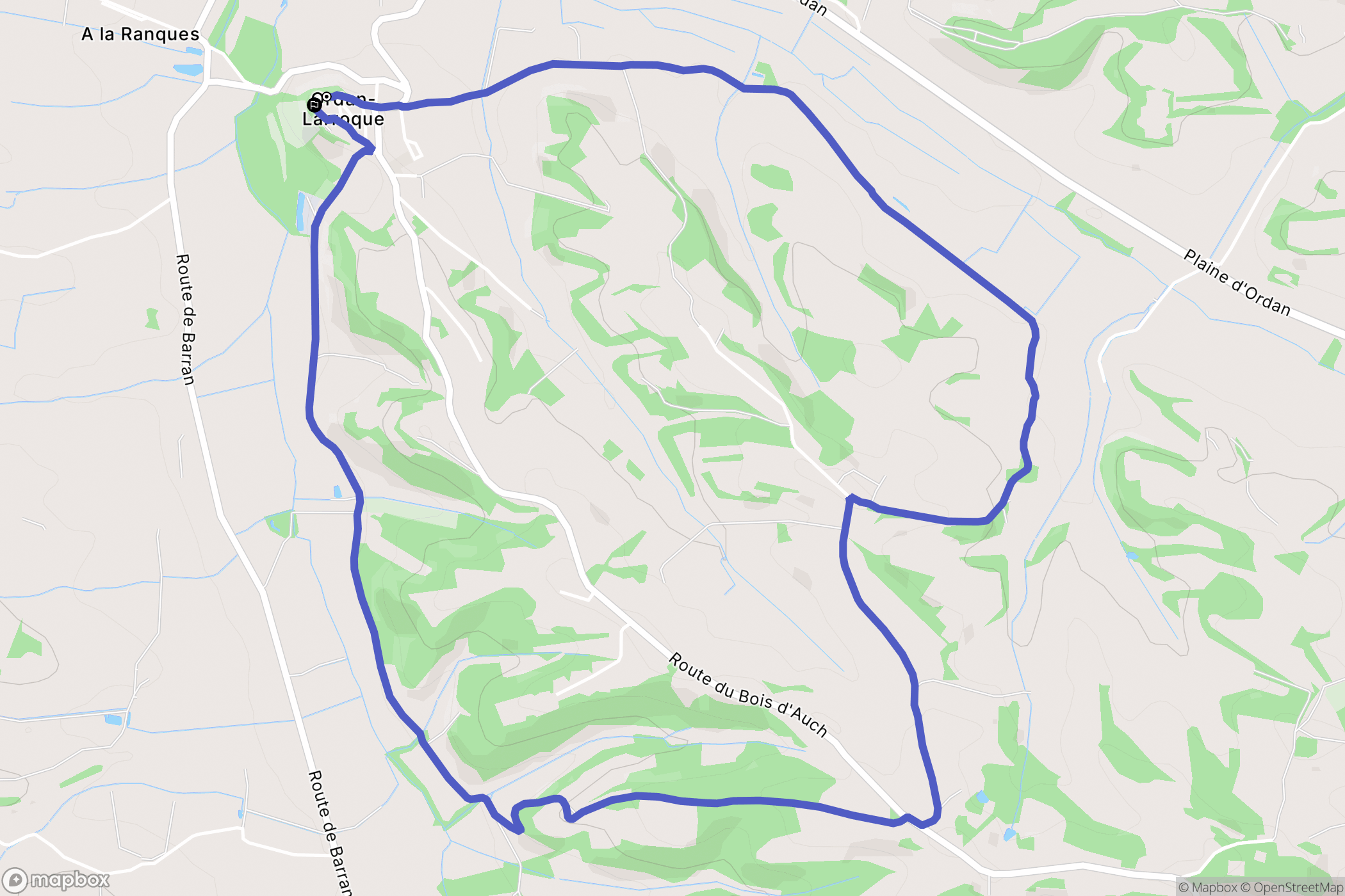 Ordan-Larroque : carte du parcours de randonnée - France