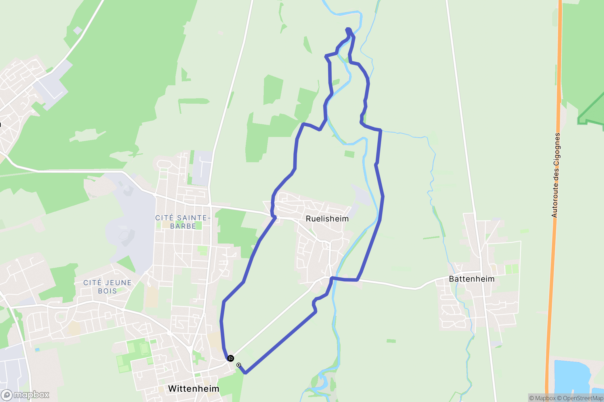 Wittenheim : carte du parcours de randonnée - France