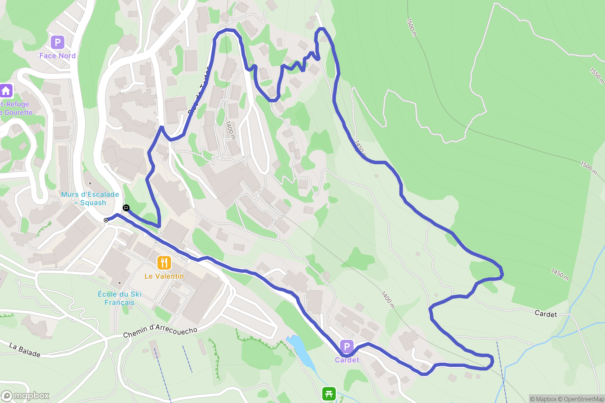 Eaux-Bonnes : carte du parcours de randonnée - France