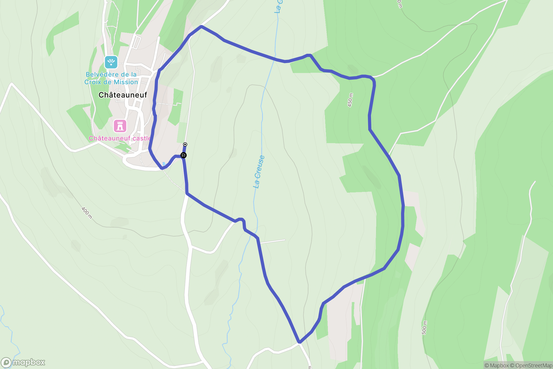 Châteauneuf-en-Auxois : carte du parcours de randonnée - France