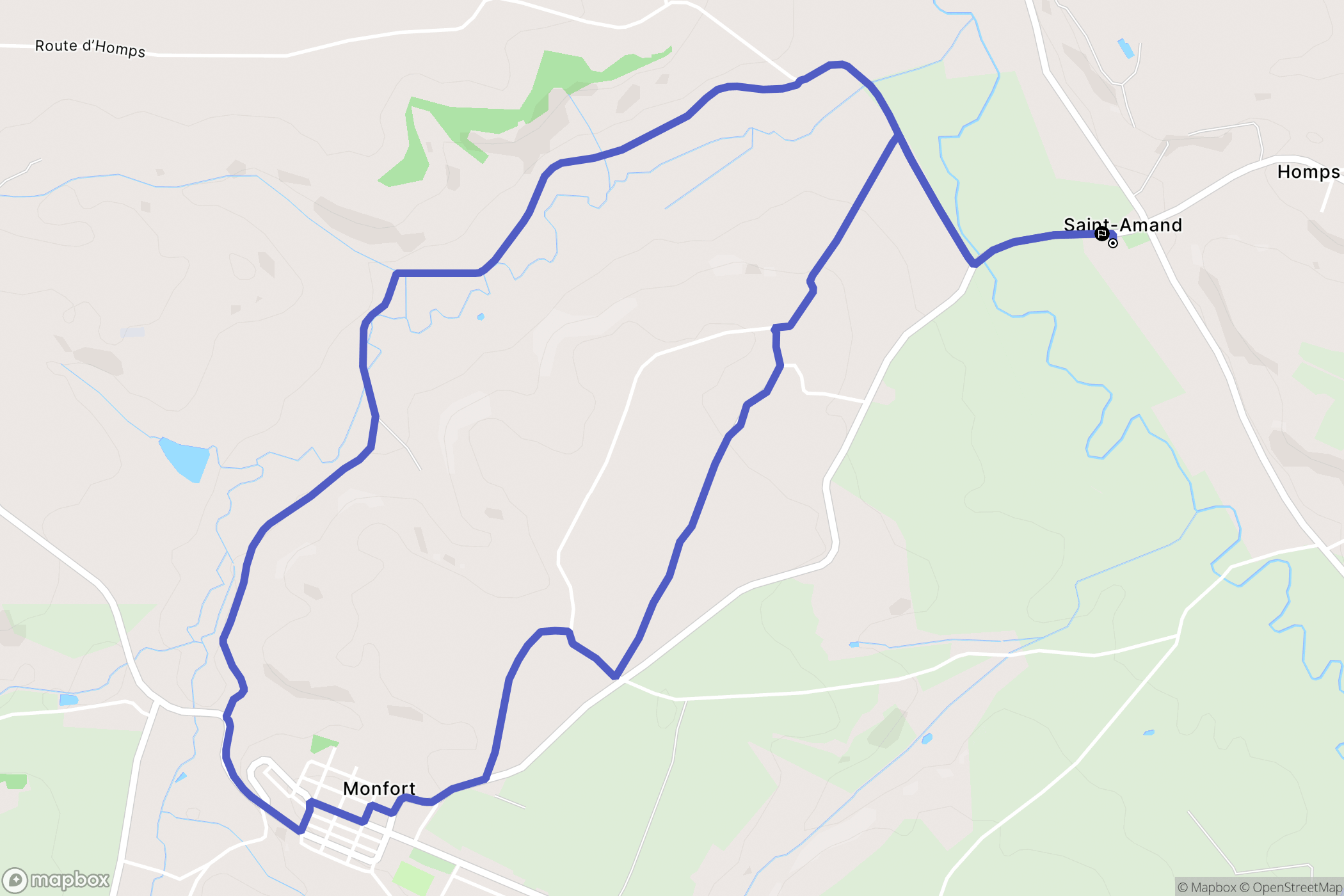 Homps : carte du parcours de randonnée - France