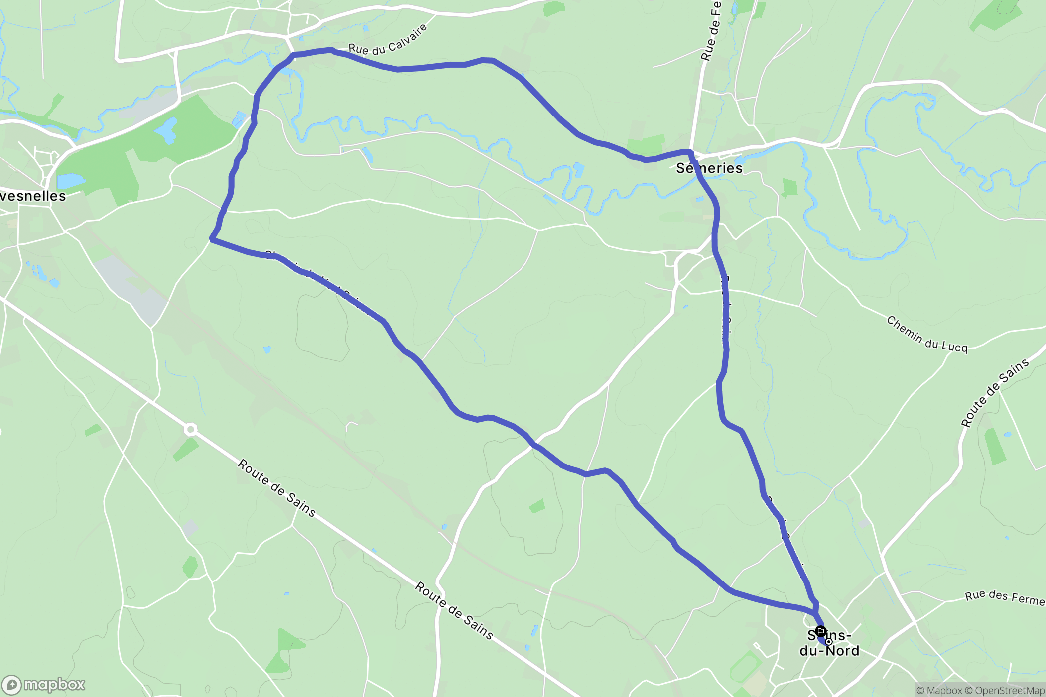 Sains du Nord : carte du parcours de randonnée - France