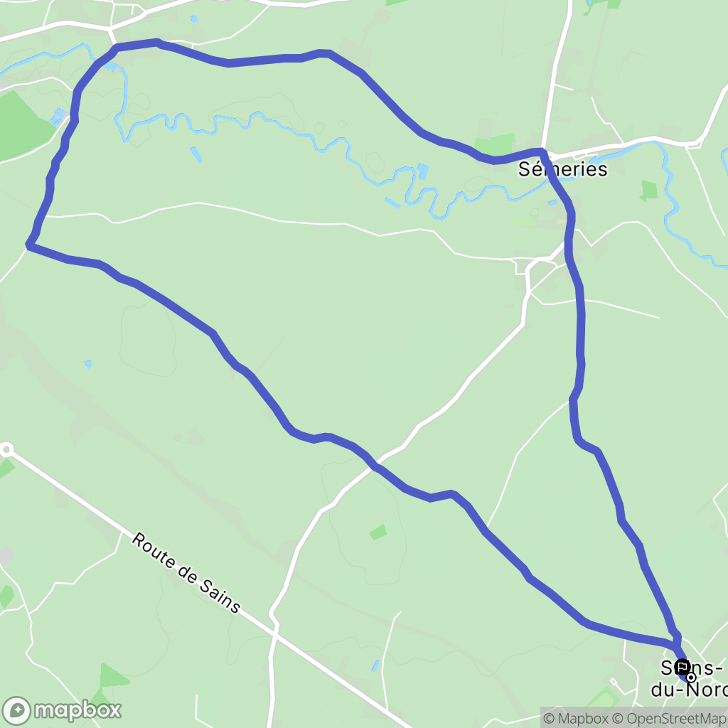 Sains du Nord : carte du parcours de randonnée - France