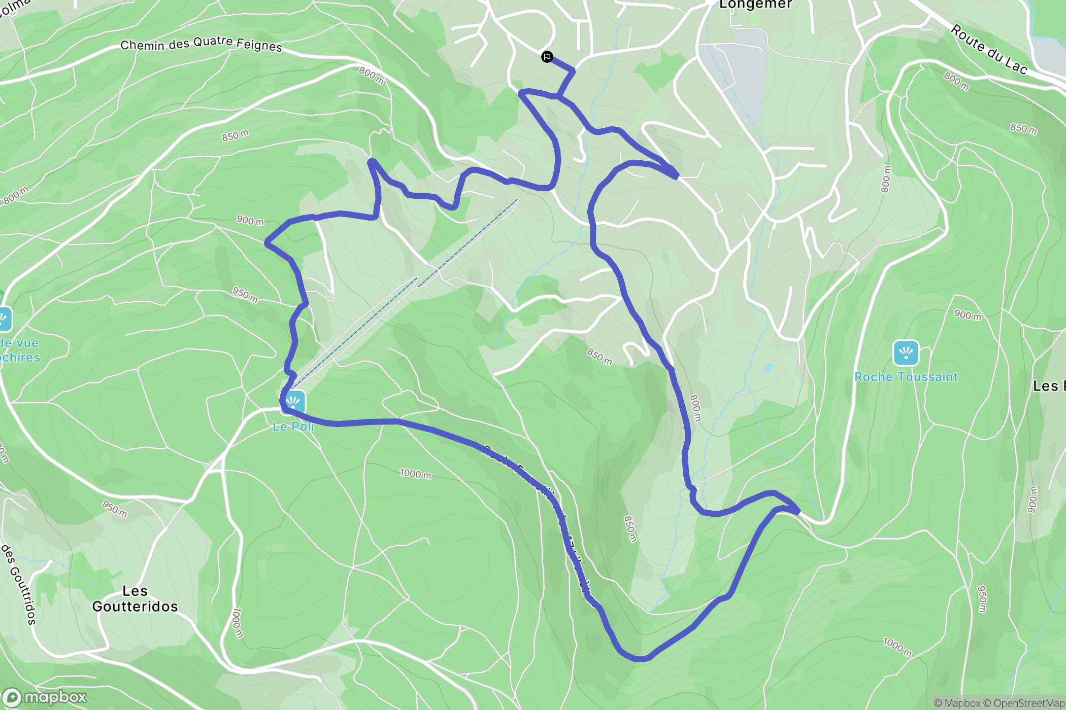 Xonrupt-Longemer : carte du parcours de randonnée - France