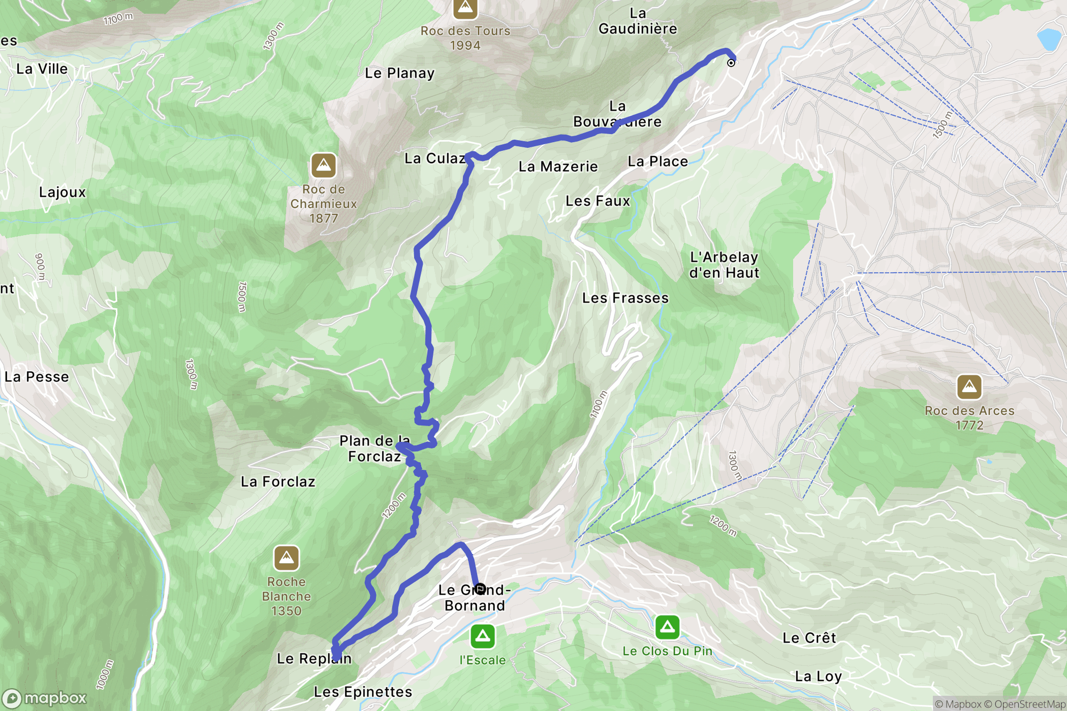Le Grand-Bornand : carte du parcours de randonnée - France