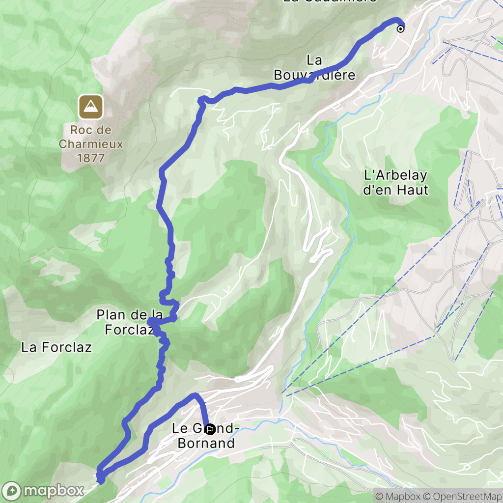 Le Grand-Bornand : carte du parcours de randonnée - France