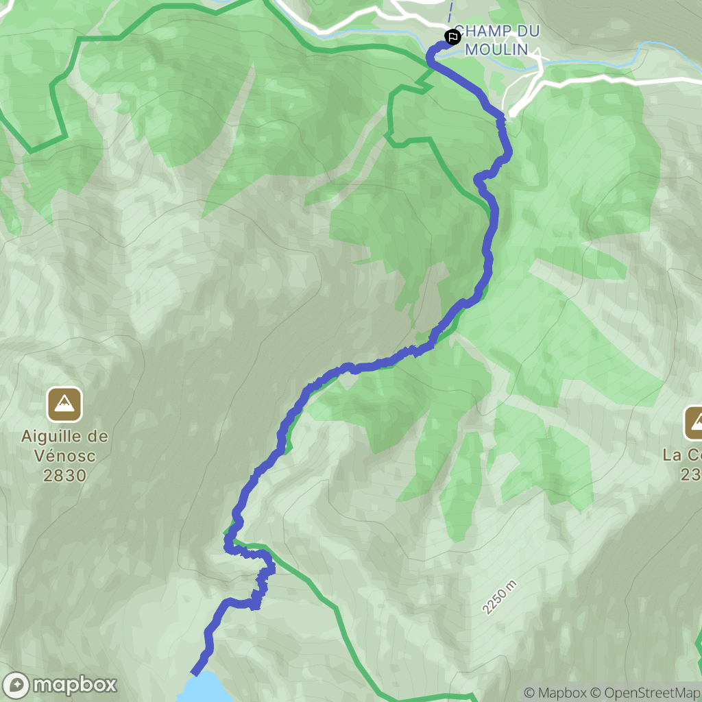 Les Deux Alpes : carte du parcours de randonnée - France