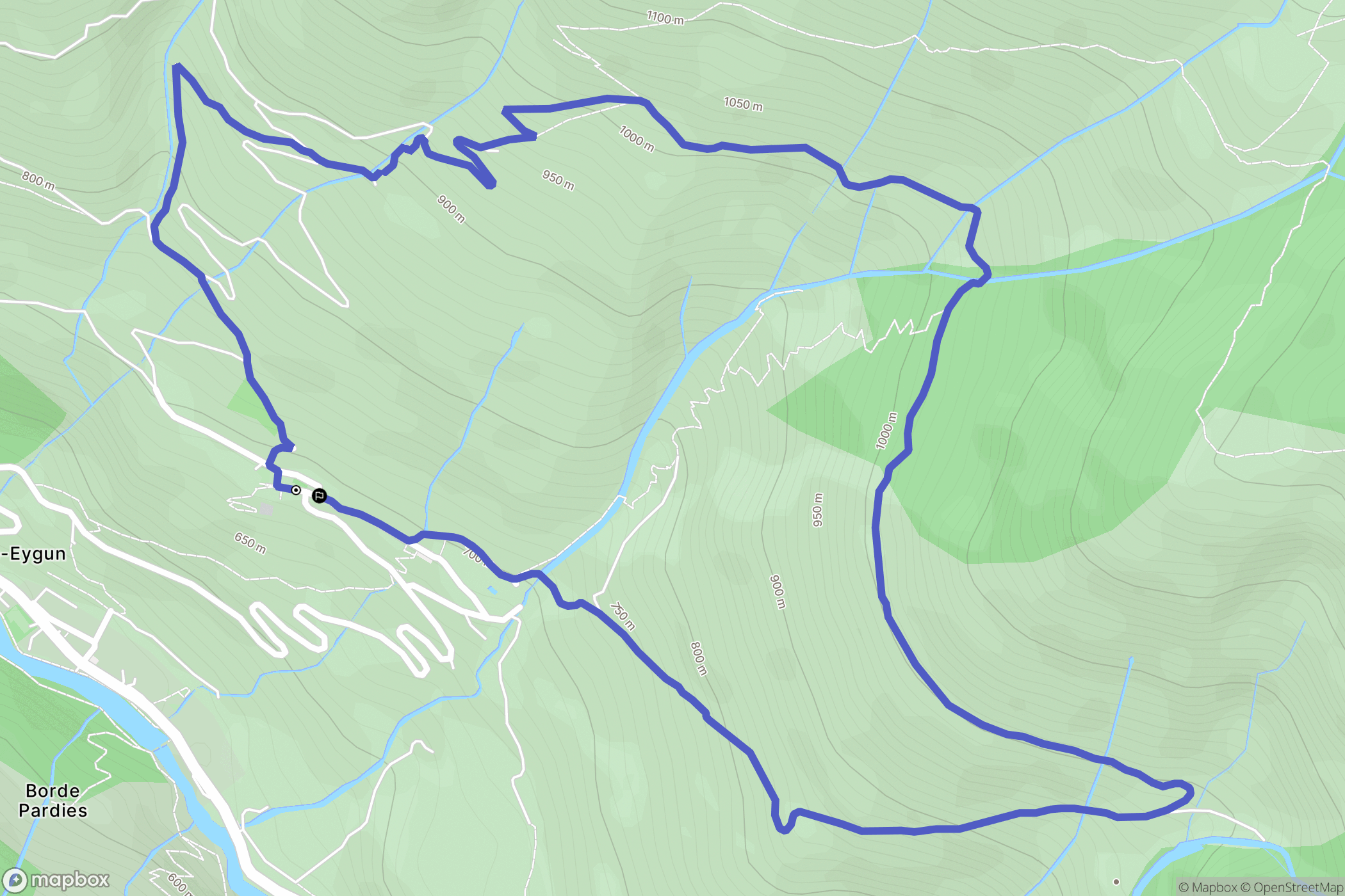Cette-Eygun : carte du parcours de randonnée - France