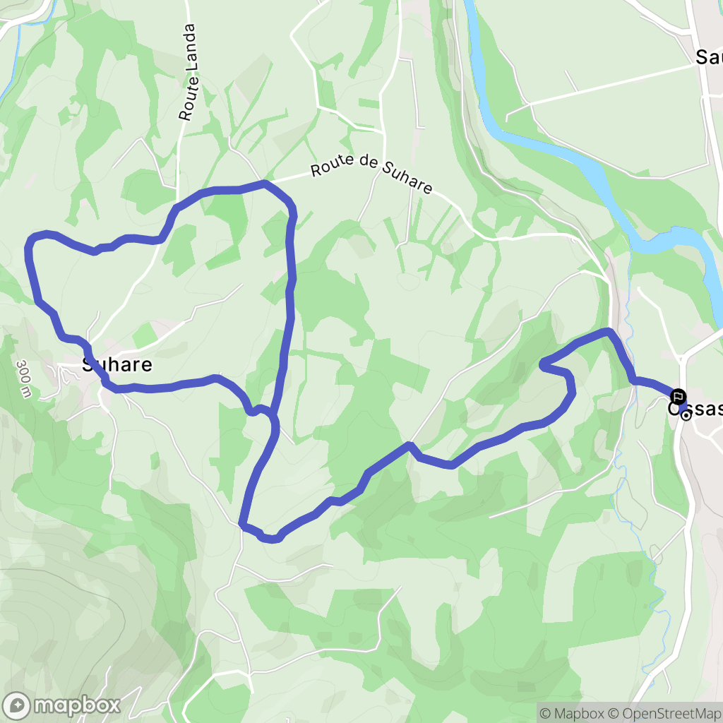 Ossas-Suhare : carte du parcours de randonnée - France