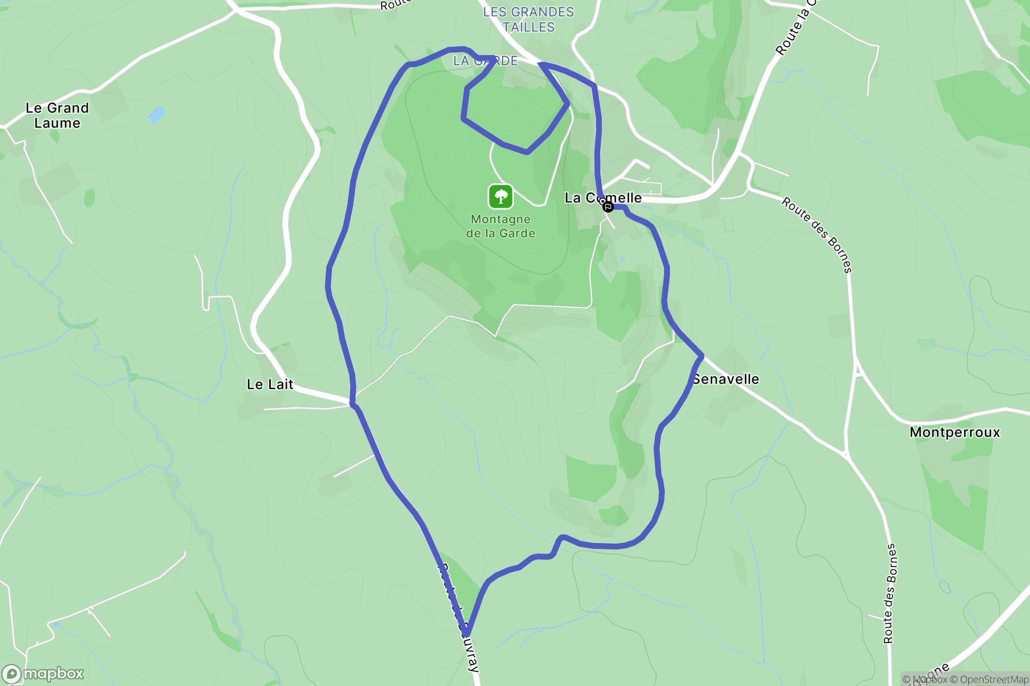 La Comelle : carte du parcours de randonnée - France