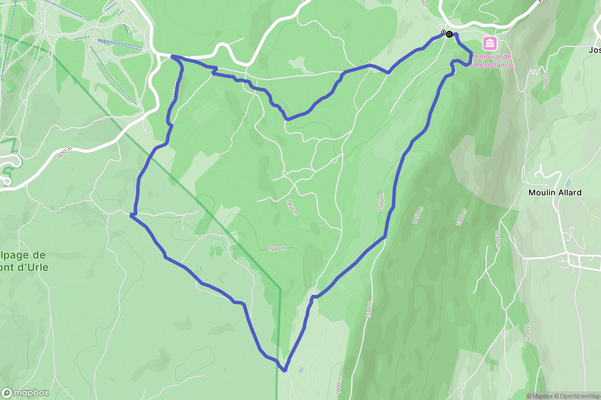 Vassieux en Vercors : carte du parcours de randonnée - France