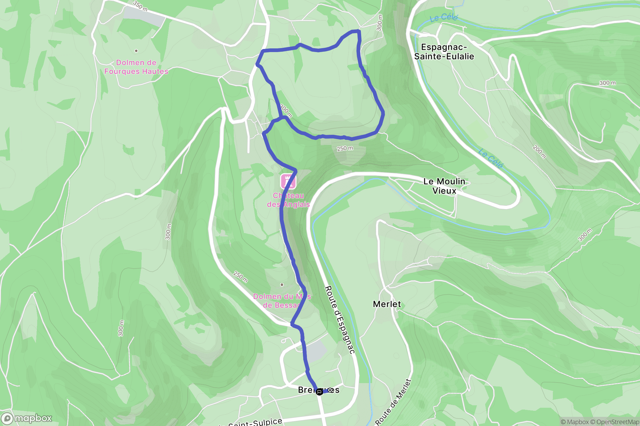 Brengues : carte du parcours de randonnée - France