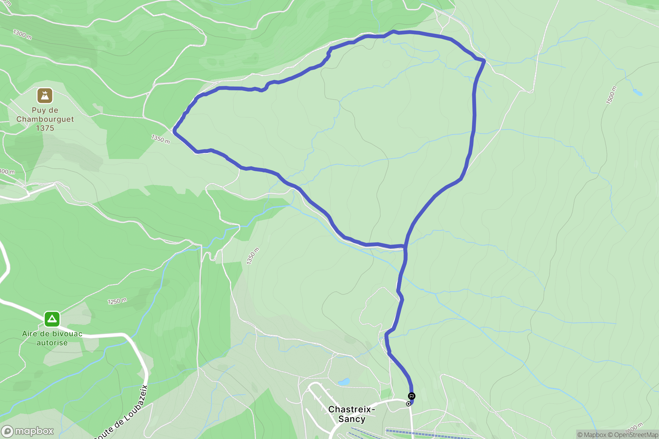 Chastreix-Sancy : carte du parcours de randonnée - France