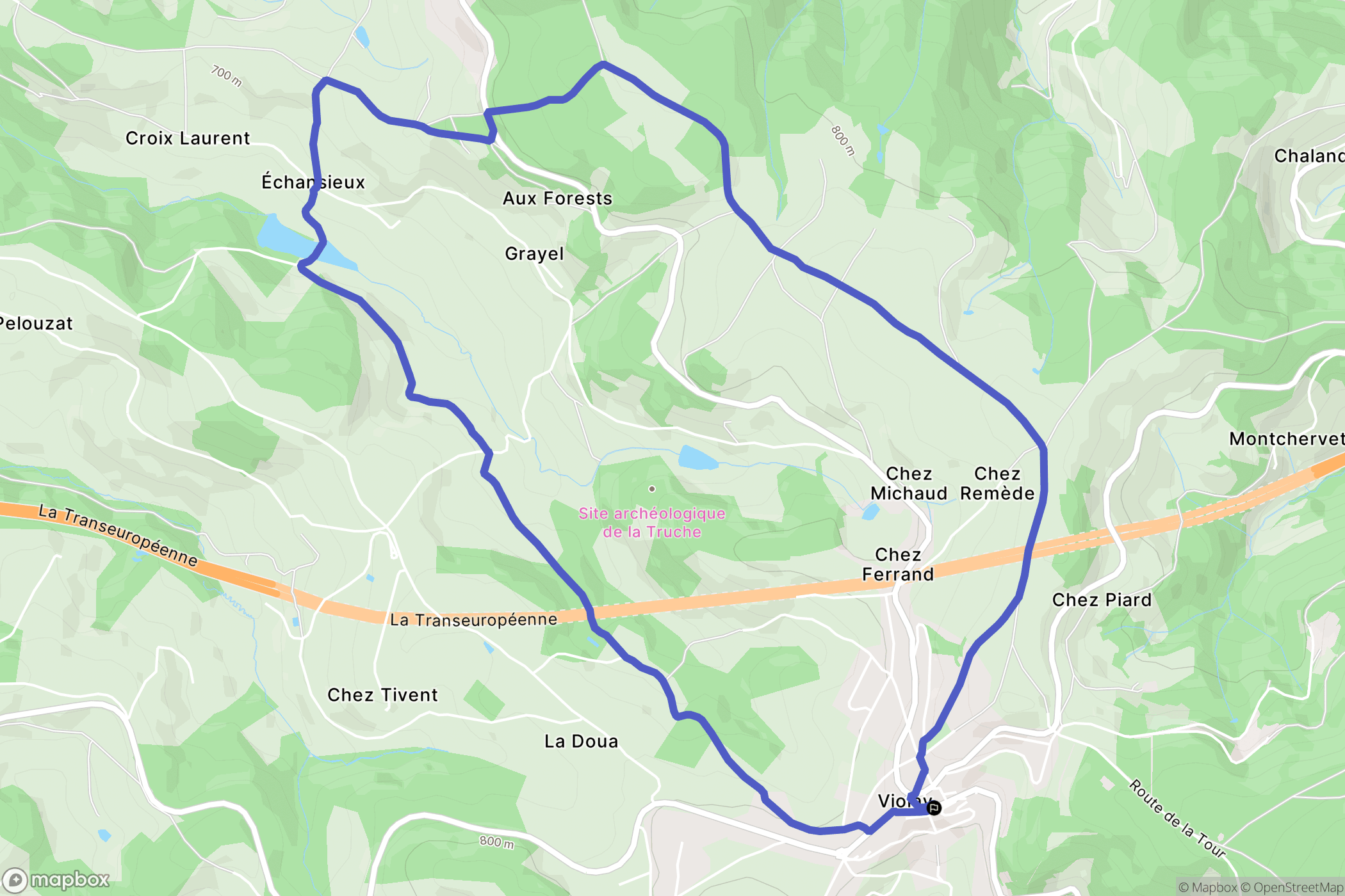 Violay : carte du parcours de randonnée - France