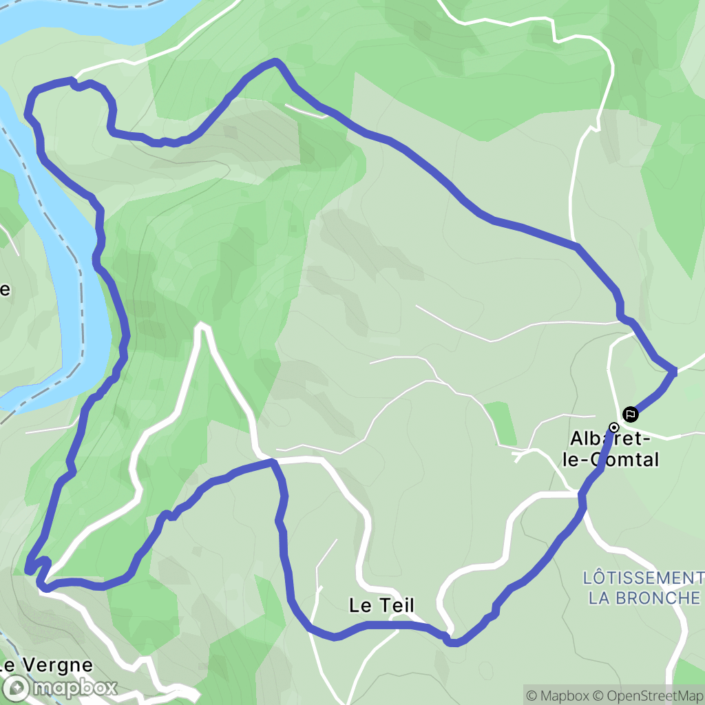 Albaret-le-Comtal : carte du parcours de randonnée - France
