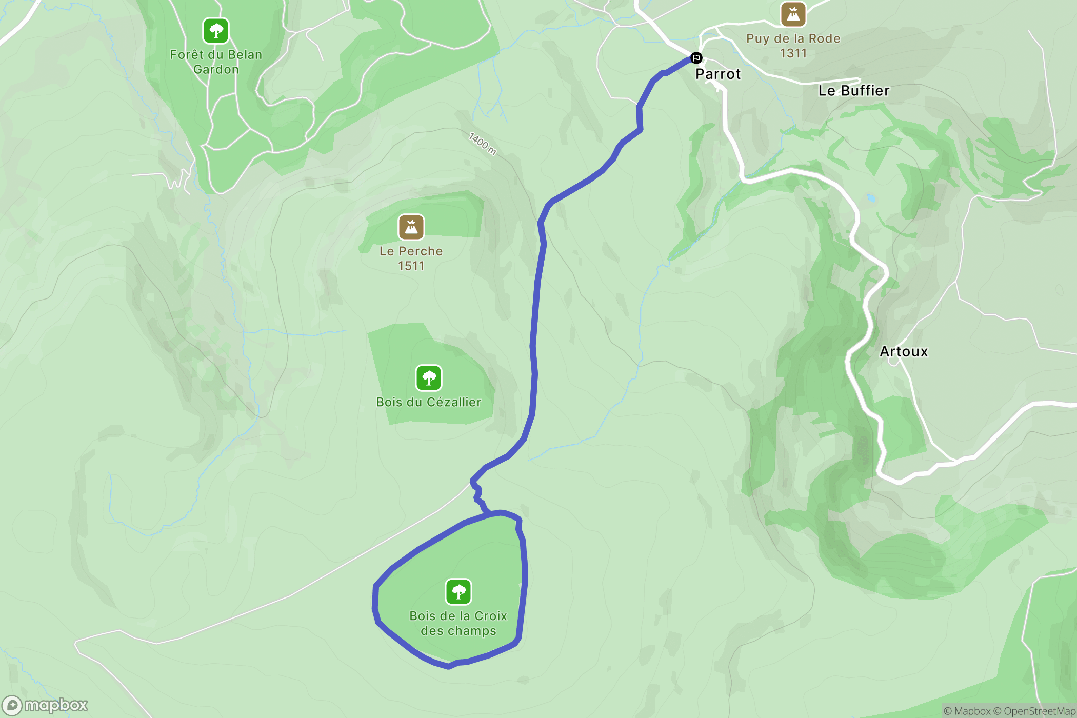 Anzat-le-Luguet : carte du parcours de randonnée - France