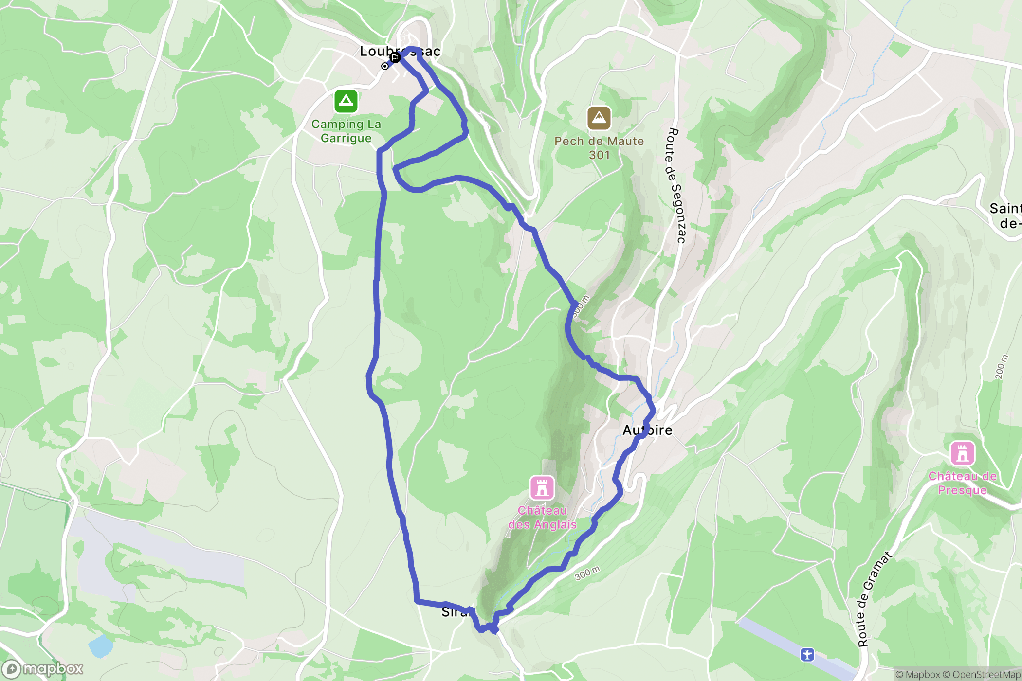 Loubressac : carte du parcours de randonnée - France