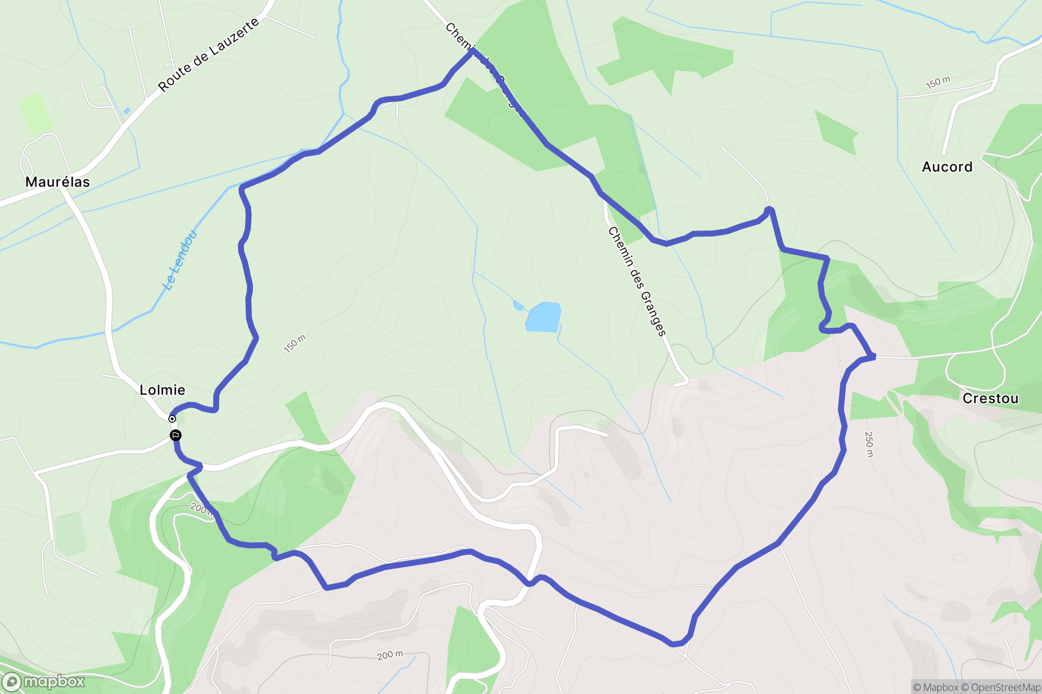 Lendou-en-Quercy : carte du parcours de randonnée - France