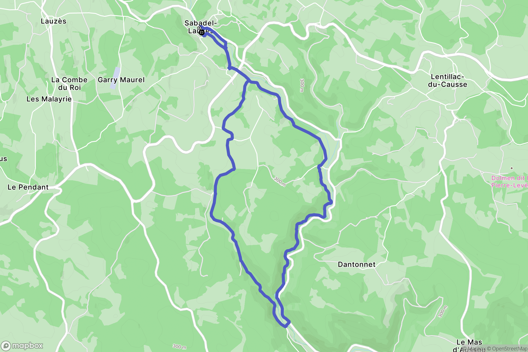 Sabadel-Lauzès : carte du parcours de randonnée - France