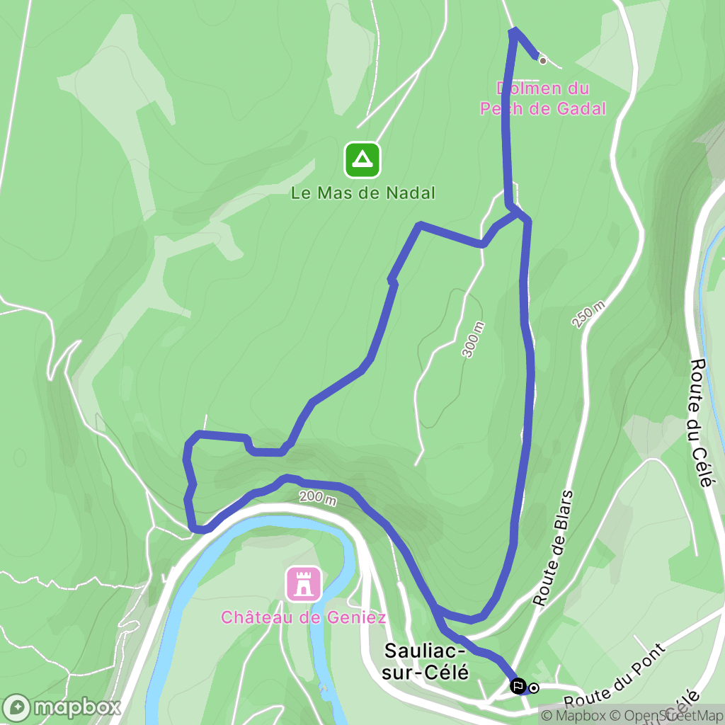 Sauliac-sur-Célé : carte du parcours de randonnée - France