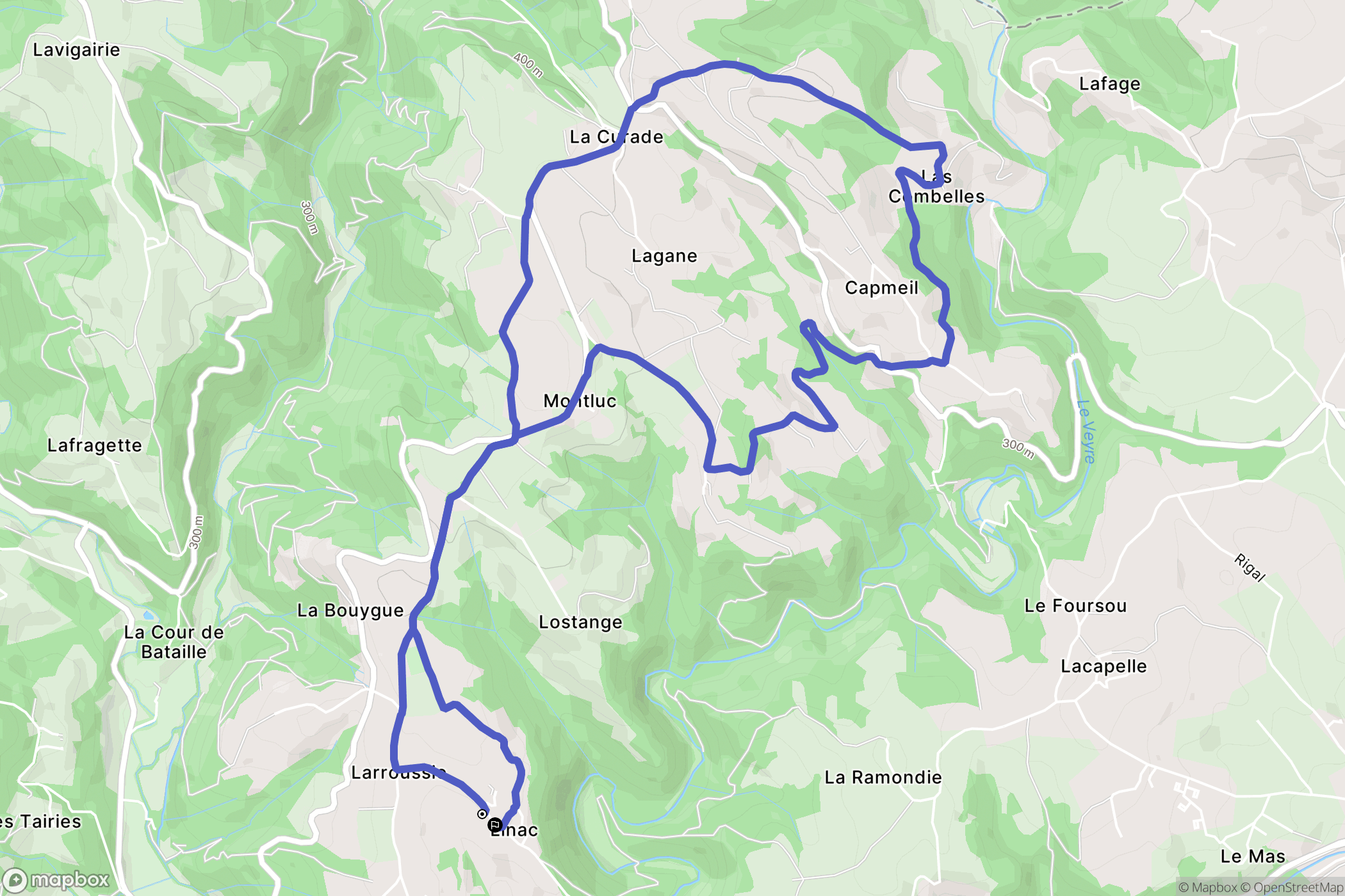 Linac : carte du parcours de randonnée - France