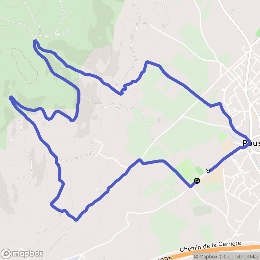 Poussan : carte du parcours de randonnée - France