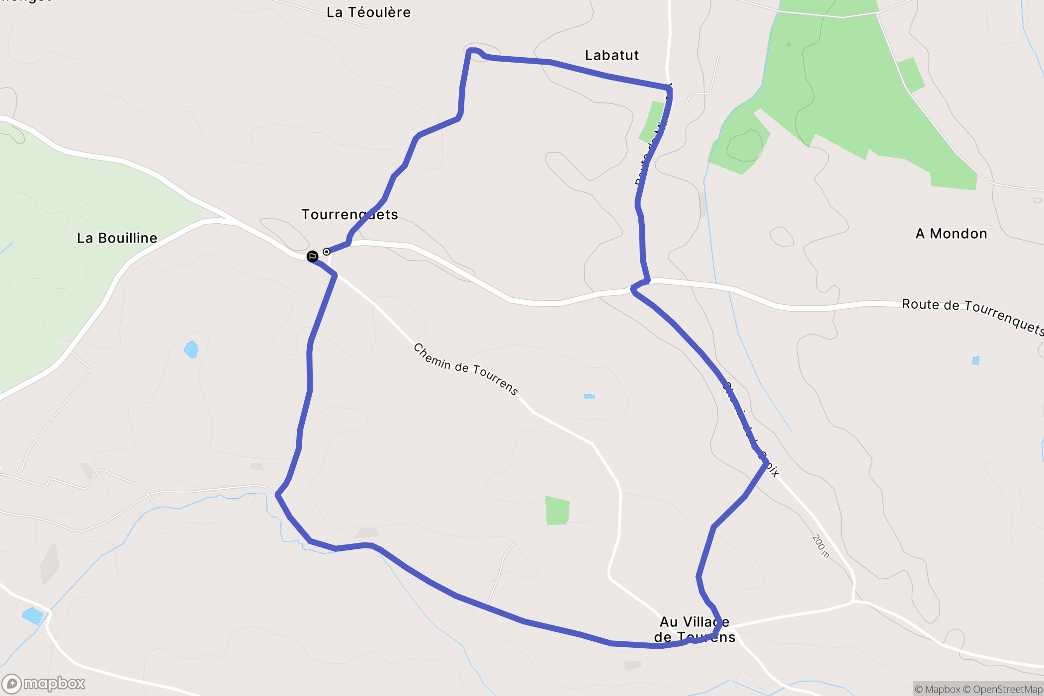 Tourrenquets : carte du parcours de randonnée - France