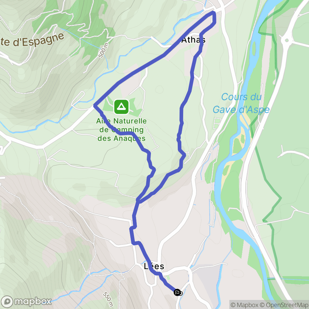 Lées-Athas : carte du parcours de randonnée - France