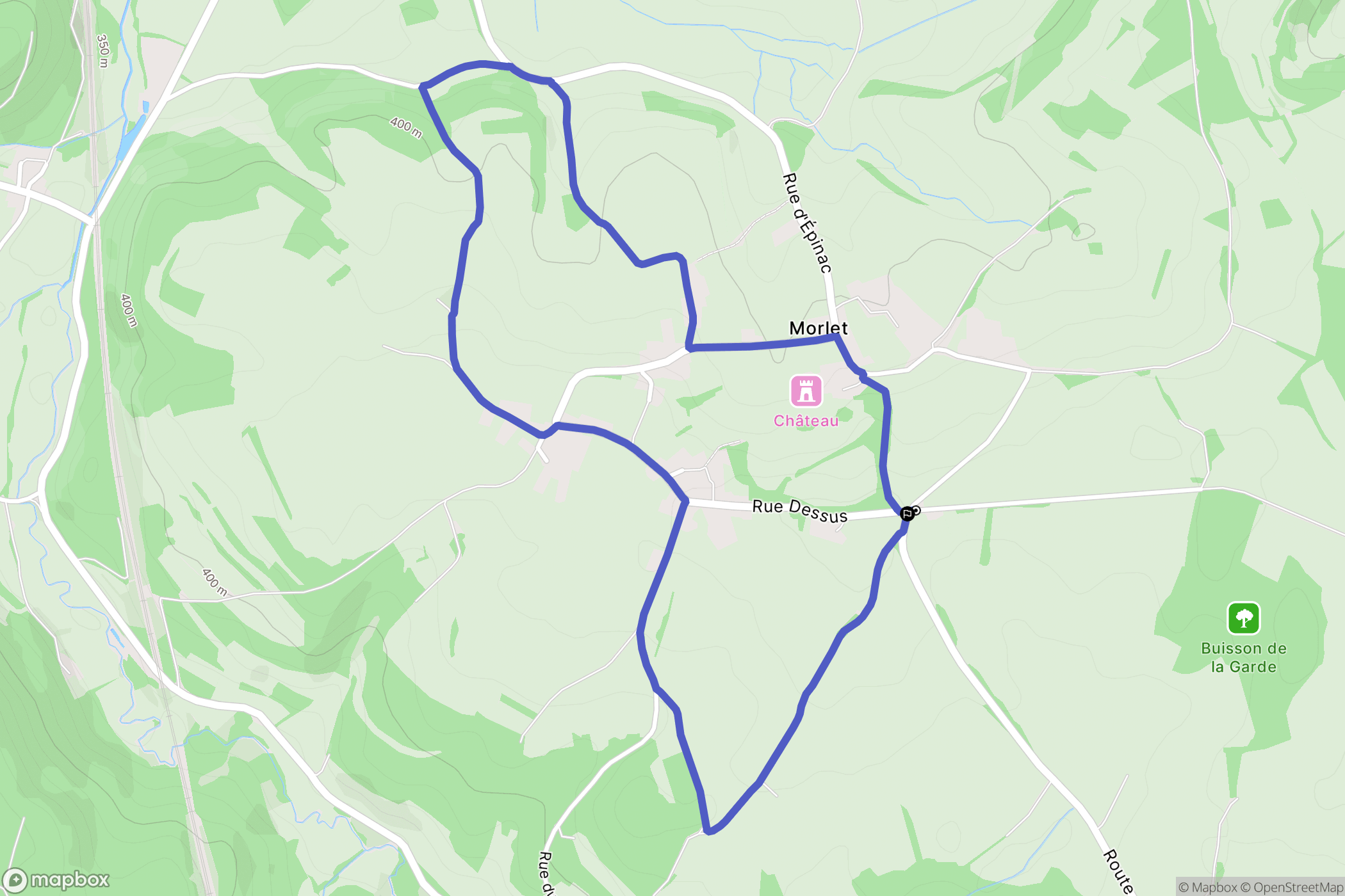 Morlet : carte du parcours de randonnée - France