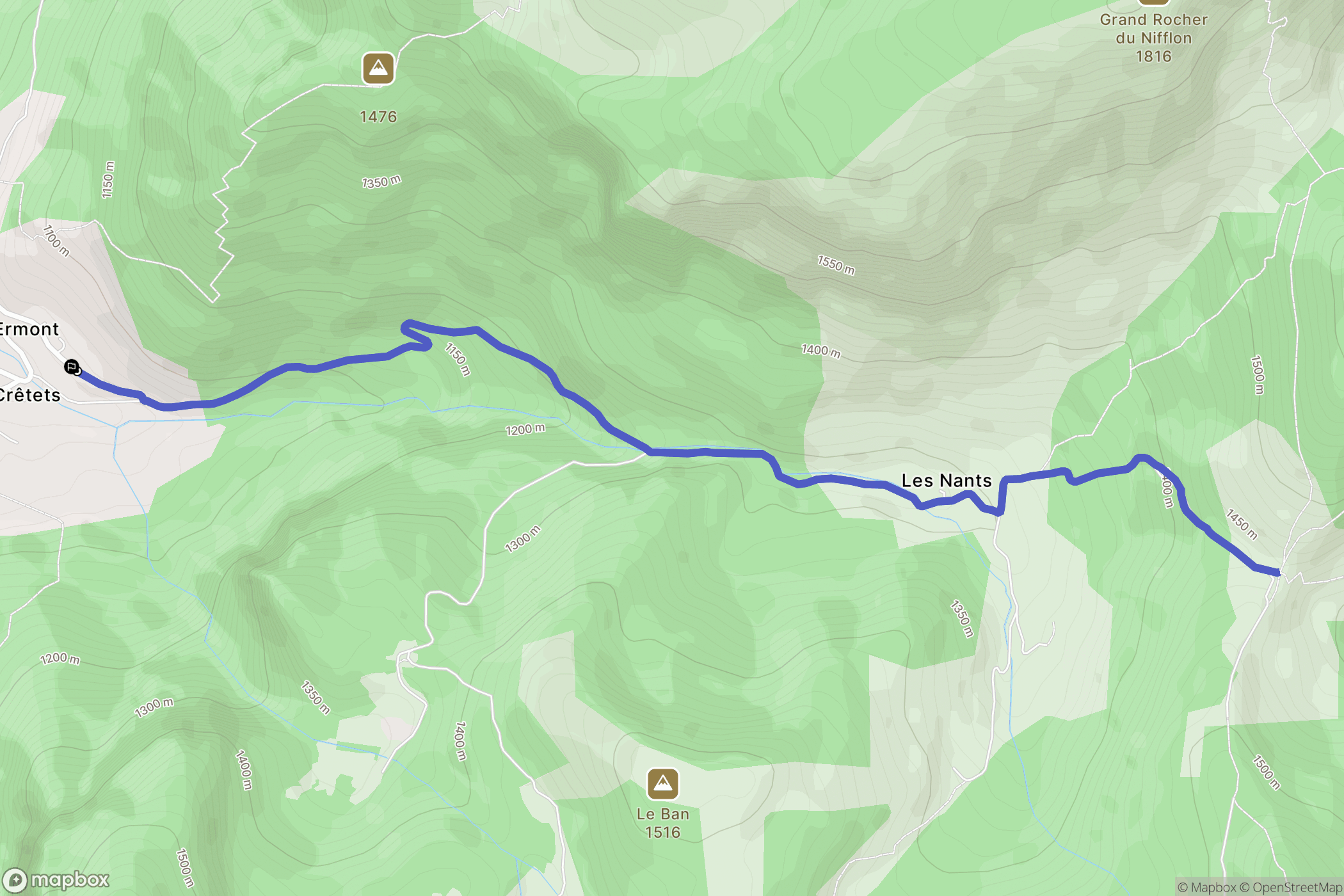 Bellevaux : carte du parcours de randonnée - France